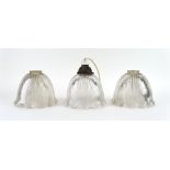 Three 1940/50's holophane glass shades together with one fitting/gallery