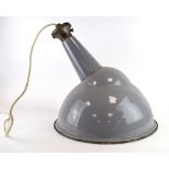 A Benjamin Saaflux grey enamelled industrial ceiling light of angled form CONDITION