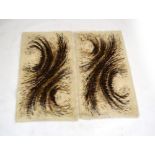 A pair of 1960/70's Scandinavian Rya rugs in a brown squirl design,