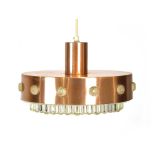 A 1970's copper coloured ceiling light with perspex roundels and diffuser CONDITION