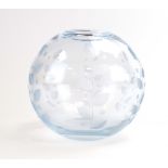 Edvard Hald for Orrefors, a clear glass vase/bowl with an engraved floral design, numbered 5216/10,