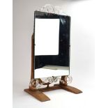 A 1940's oak and lucite dressing table mirror, h.