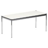 Fritz Haller and Paul Scharer for USM Haller, a white laminate work table with chromed legs,