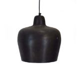 A brushed metal black pendant ceiling light CONDITION REPORT: Working order unknown.