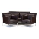A Walter Knoll 'Jason' suite in brown leather including a two-seater sofa,