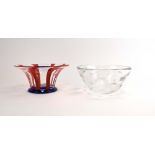 Ingeborg Lundin (1921-1992) for Orrefors, a clear glass bowl with circular detailing,