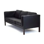 Borge Mogensen for Fredericia Stolefabrik, a '2333' three-seater sofa in black leather,