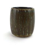 Gunnar Nylund for Rorstrand, a small pottery vase with green and brown mottled glaze, h. 8.
