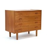 A 1960/70's Swedish teak chest of four drawers, on later turned legs, w.