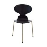 Arne Jacobsen for Fritz Hansen, an 'Ant' chair in black lacquer with three legs,