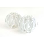 A pair of Prova Lighting Series 1 acrylic lamp shades