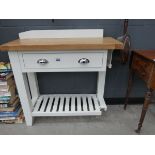 5094 - (17) White painted oak hall table with single drawer and shelf under