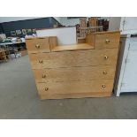 An oak dressing chest, plus a headboard