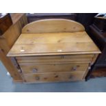 Waxed pine chest of 3 drawers