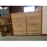 Pair of Alstons beech finished 3 drawer bedside cabinets