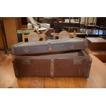 Canvas and wooden bound cabin trunk Condition poor