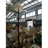 Collection of onyx and brass table lamps, plus a turned elm floor lamp