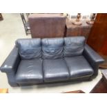 Black leather finish 3 seater sofa Fairly heavy wear