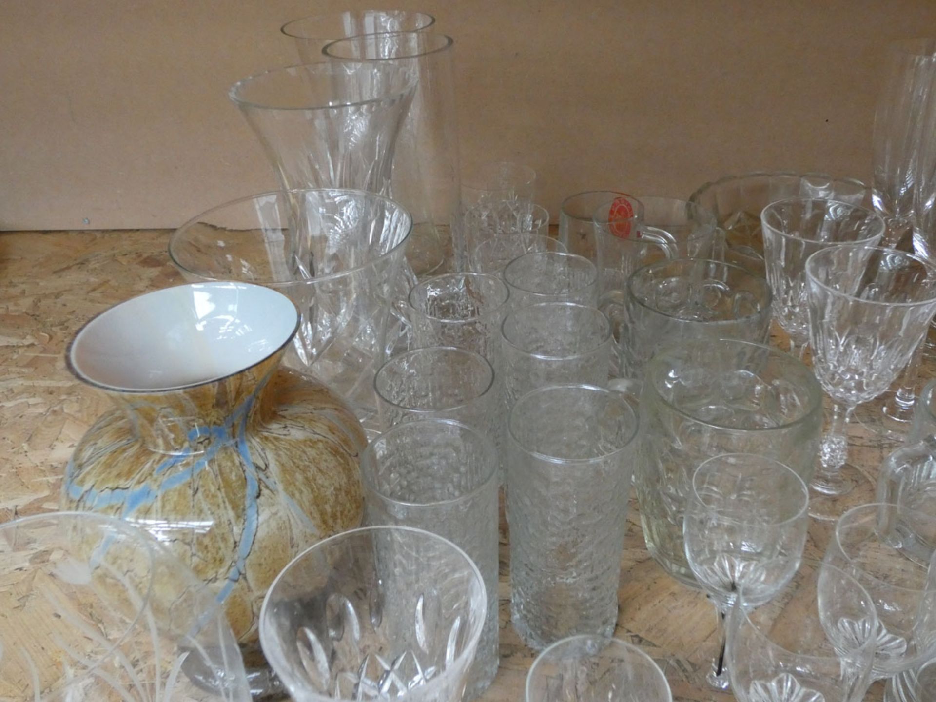 Quantity of wine glasses, tumblers, sherry glasses, vases and a decanter - Image 3 of 4