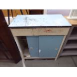 Blue finish utility kitchen cabinet Very poor