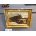 Oil on board of gentleman fishing, signed S. Constable Would benefit from a clean and new frame