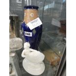 Royal Doulton blue glazed vase, plus a mermaid figure