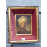 Framed portrait of a gentleman wearing a turban, after Rembrandt