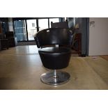 Black faux leather and chrome swivel chair Some wear, hydraulic action not working