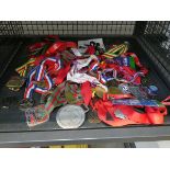 Cage containing a quantity of modern sporting medals