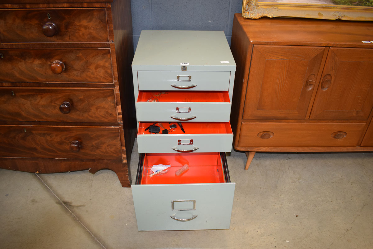 5176 Grey and orange painted filing cabinet In need of attention - Image 2 of 2