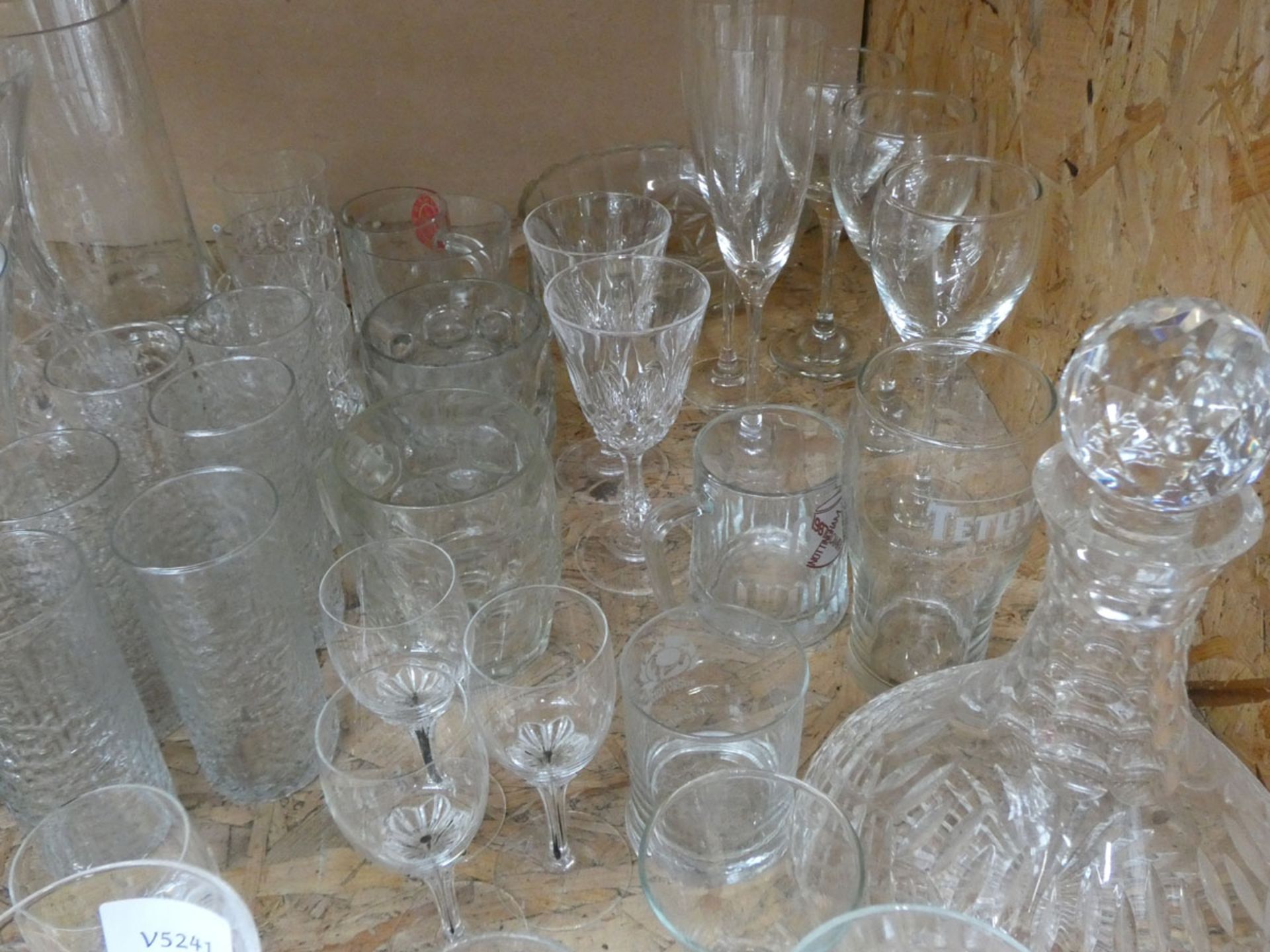 Quantity of wine glasses, tumblers, sherry glasses, vases and a decanter - Image 2 of 4