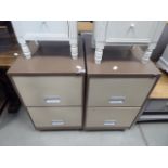 Pair of coffee and cream 2 drawer filing cabinets