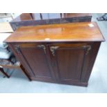 Late 19th century 2 door cabinet with brass mounts Modern interior and in need of attention