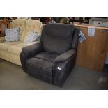 5238 Grey faux suede reclining armchair