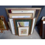 Stack of various pictures and prints incl. Russell Flint print, Richard Acerman examples, picture