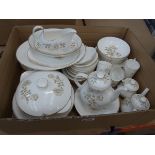 Box containing a quantity of Royal Doulton Yorkshire Rose pattern crockery