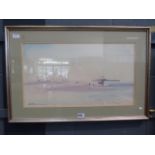 Framed and glazed print of shore scene by Spencer