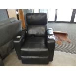 Electric black leather effect reclining armchair