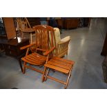 Herlag folding teak garden chair and matching stool Good condition