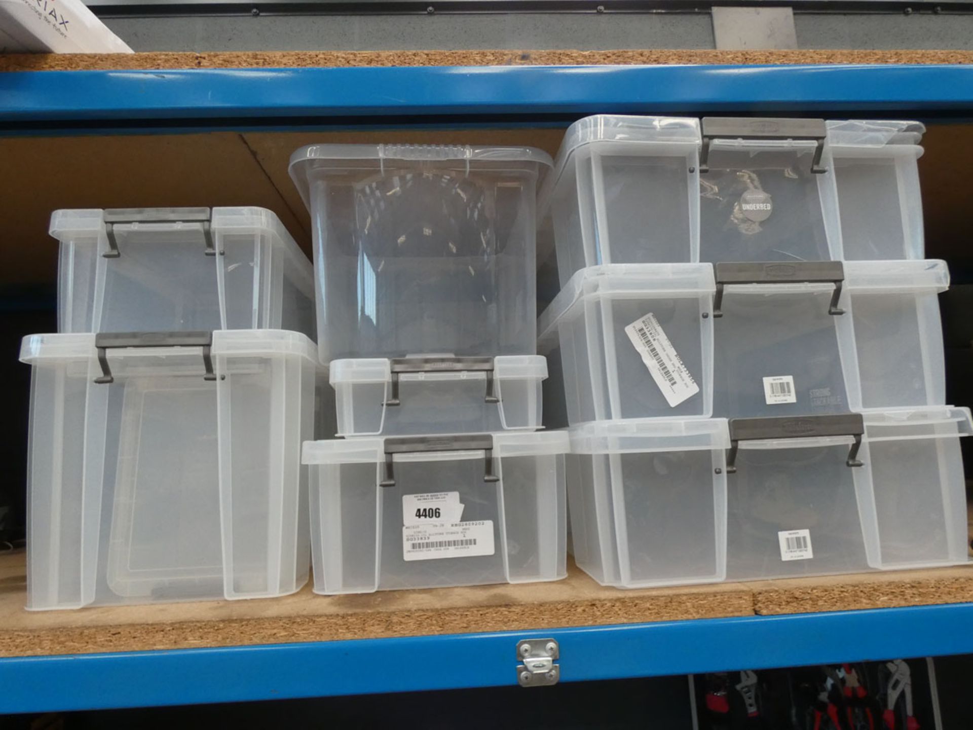 8 plastic storage boxes