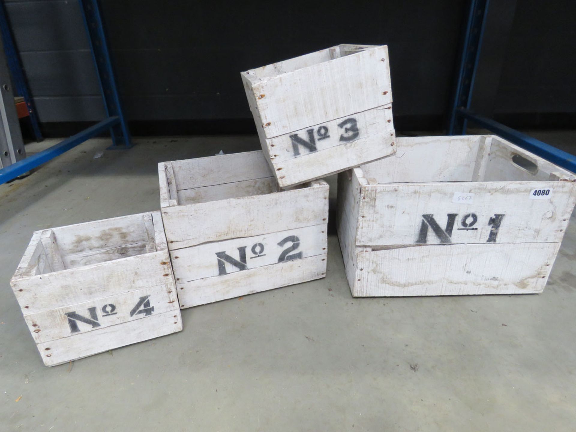 4 assorted wooden crates