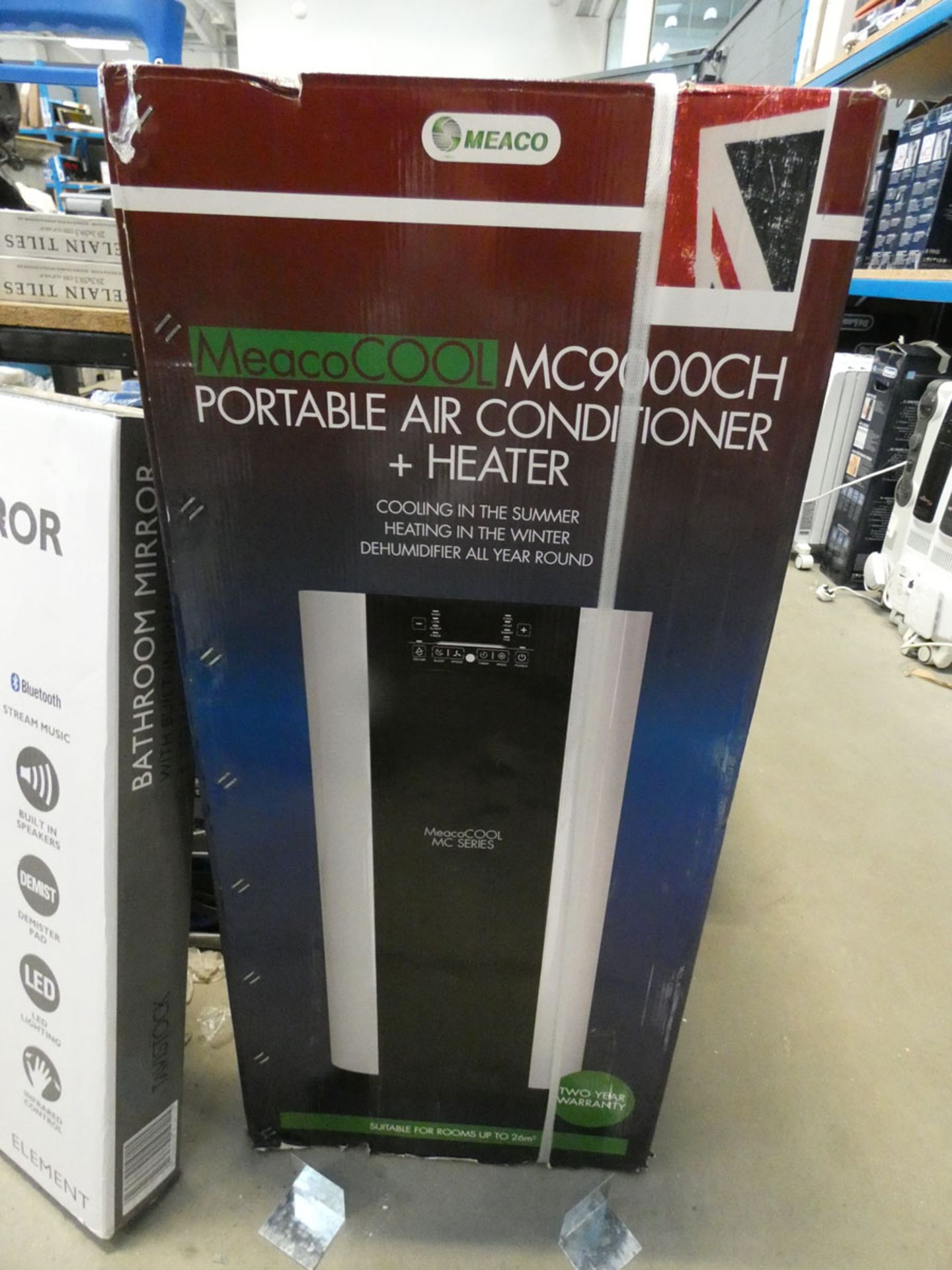 Boxed Meaco portable air cooler Turns on and blows, looks complete.