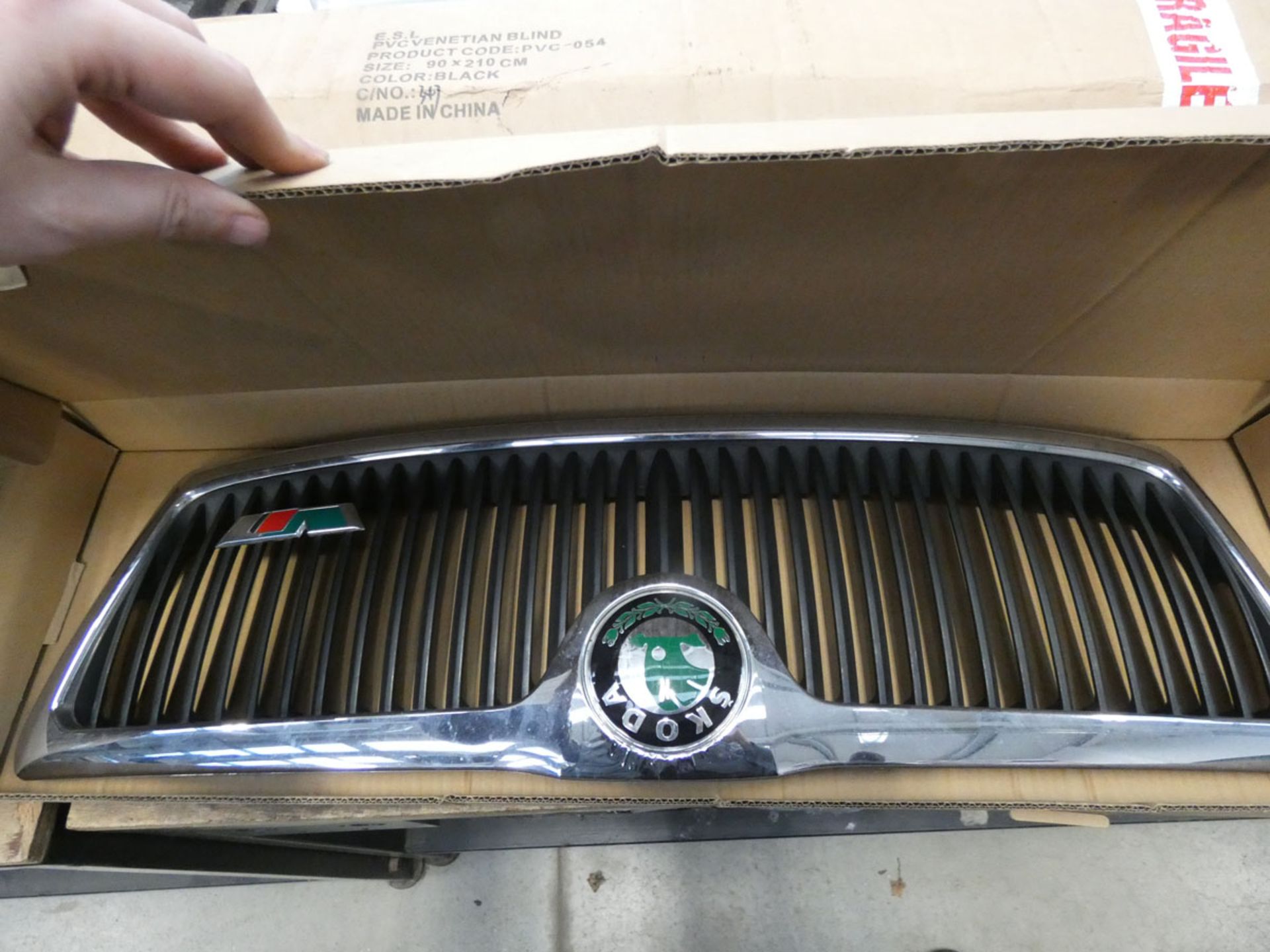 Used Skoda V1 grill and box of blinds