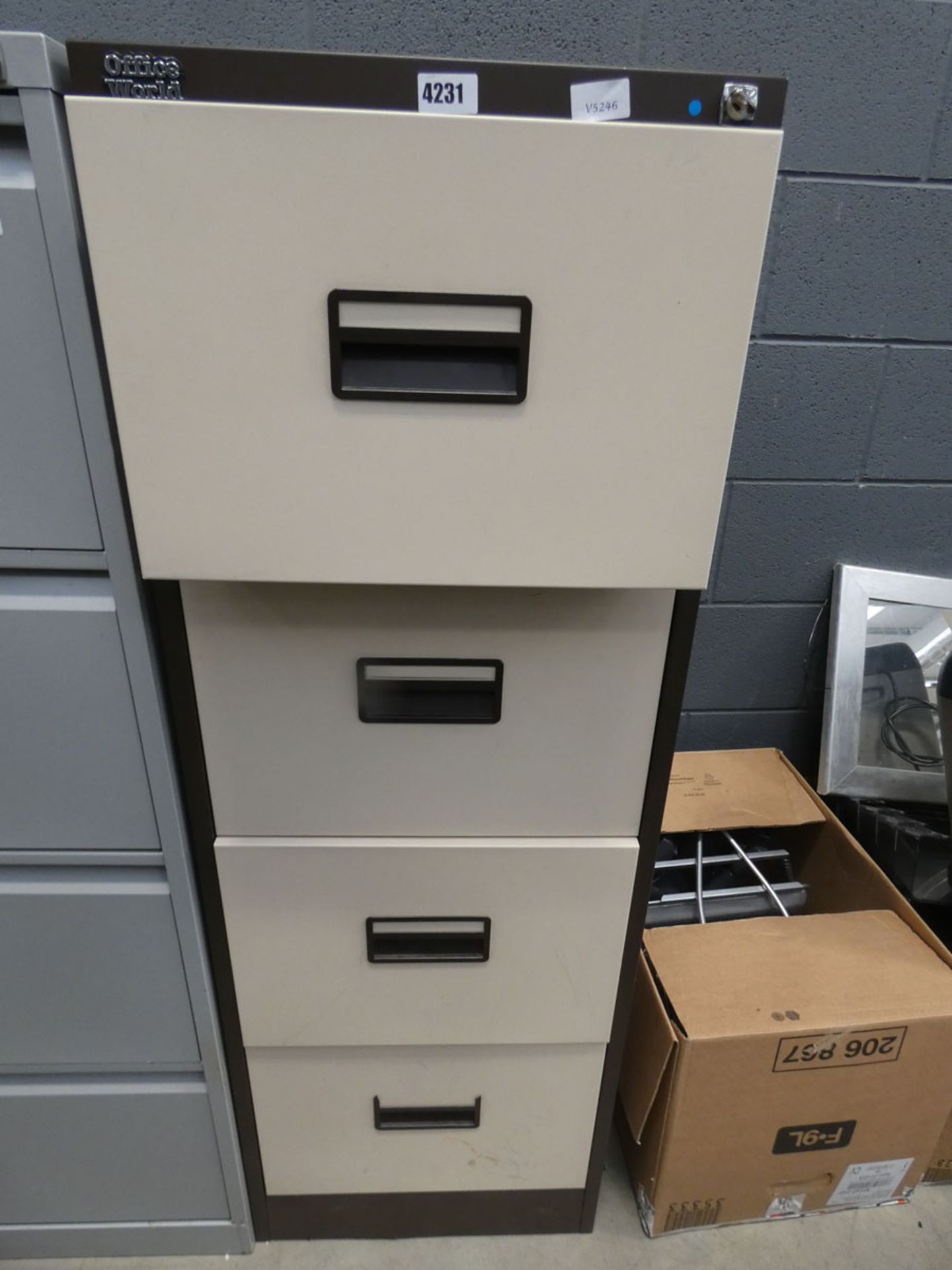 Coffee and cream metal 4 drawer filing cabinet