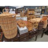 Collection of wicker baskets and plastic trays Condition is good