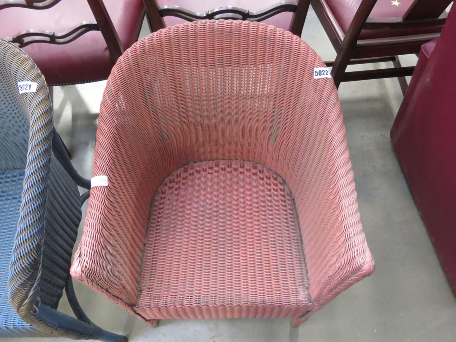 Pink painted Lloyd Loom style armchair - Image 2 of 2