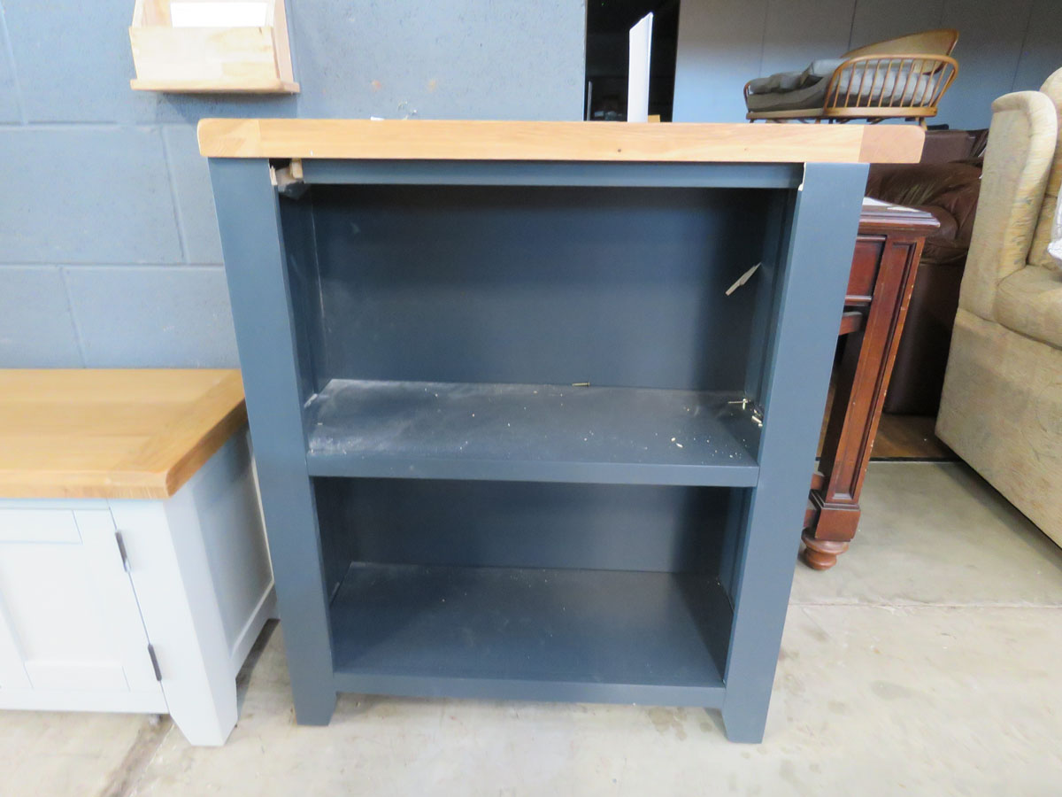 5523 - Blue painted oak top open front bookcase