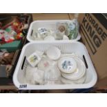 2 boxes containing Royal Worcester and other crockery, plus small amount of glassware