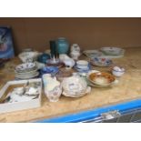 Miniature crested ware tea service, Royal Copenhagen trinket dish, plus Oriental bowl and plate,