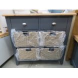 Gloucester blue painted oak 2 drawer 4 basket cabinet (77)